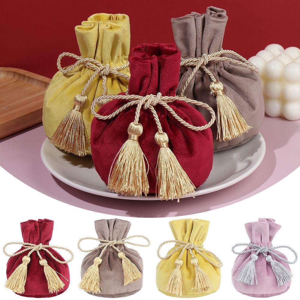 Túi Dây Rút Đựng Kẹo Phối Tua Rua Dễ Thương