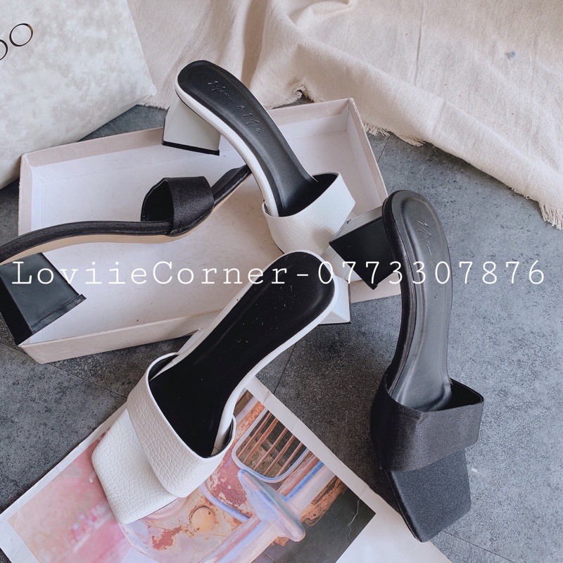 GUỐC NỮ LOVIIECORNER THỜI TRANG - DÉP CAO GÓT ĐẾ VUÔNG 5CM QUAI NGANG GÓT TRỤ D201046 D201267