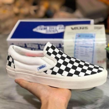 Giày thể thao Van's vaul lười caro, giày sneaker slip on caro lười cực hot dành cho học sinh full hộp bill