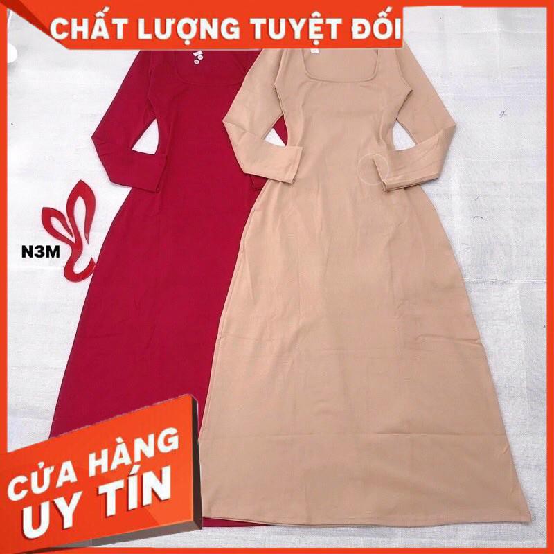 ĐẦM THUN XOÈ TAY DÀI CỔ VUÔNG VẢI ĐẸP XUẤT SẮC- ảnh thật trải sàn