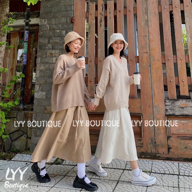 Chân Váy Xếp Ly Chất Nhung Tăm Dáng Váy Xòe Chữ A bo chun form dài hàng Quảng Châu LYY BOUTIQUE | BigBuy360 - bigbuy360.vn