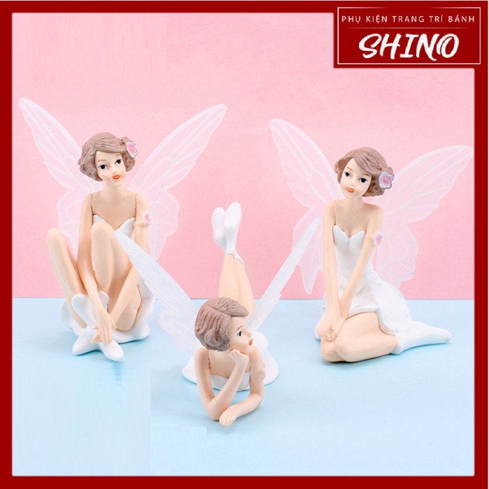 Đồ chơi 3 nàng tiên cánh trắng trang trí bánh (Set)