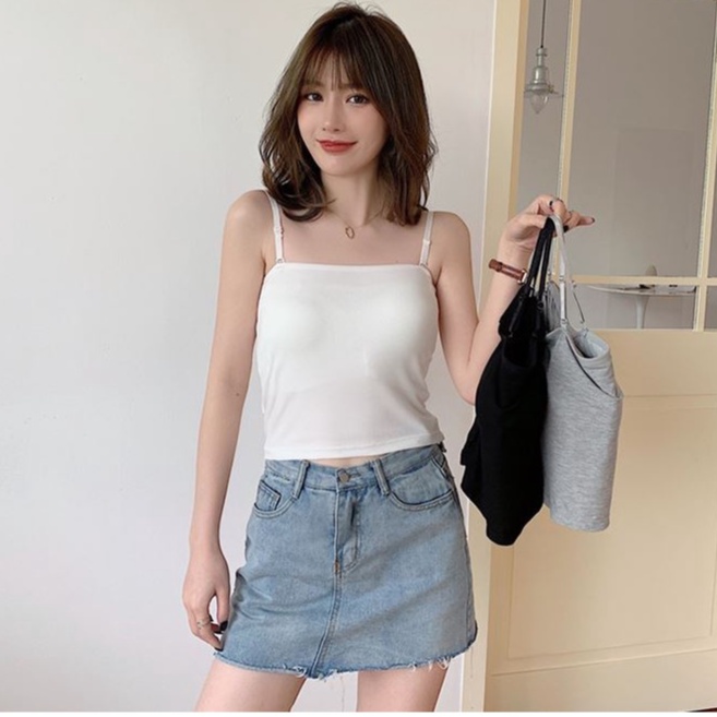 Áo Hai Dây Croptop 100% Cotton Madela, Áo Croptop 2 Dây