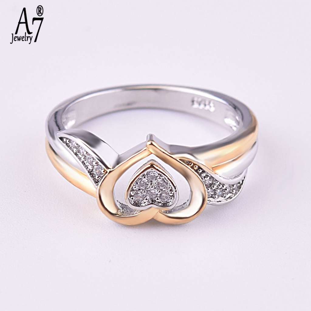 Nhẫn Hai Đầu Hình Trái Tim Khảm Đá 18K X5Y22