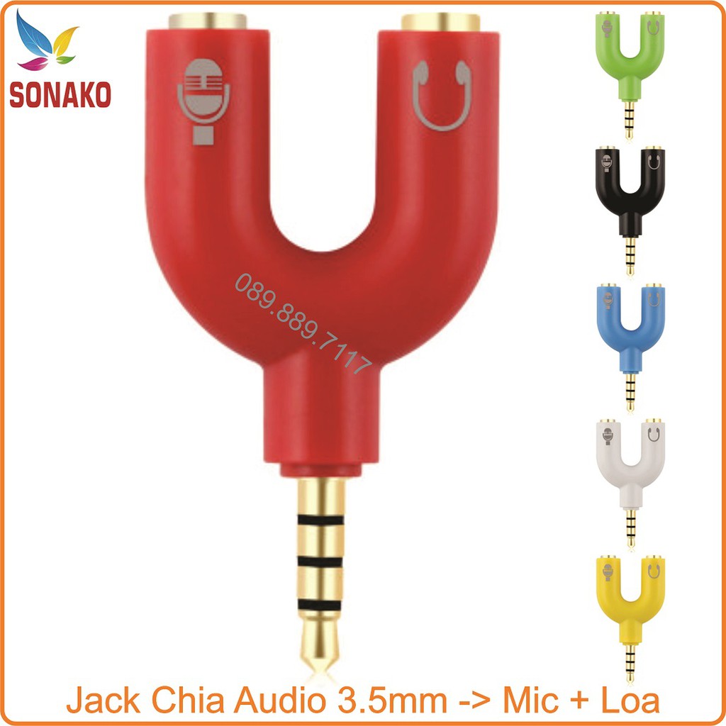 Jack chia Audio 3.5 ra Mic và Loa