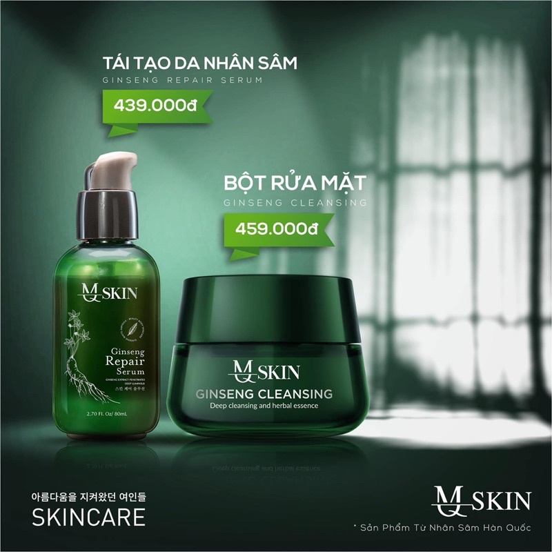 Combo Bột Rửa Mặt và Tái Tạo Da Mqskin, thay da nhân sâm giảm thâm nám, ngăn ngừa mụn