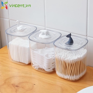 Hộp Đựng Tăm Bông Trong Suốt In Hình Động Vật Đáng Yêu