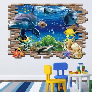 Decal dán tường cá heo 3D - HPMAY9706 Zooyoo