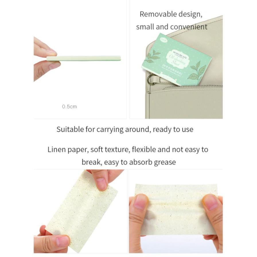Giấy thấm dầu Maycreate 100 tờ giúp thấm hút dầu, bã nhờn trên da