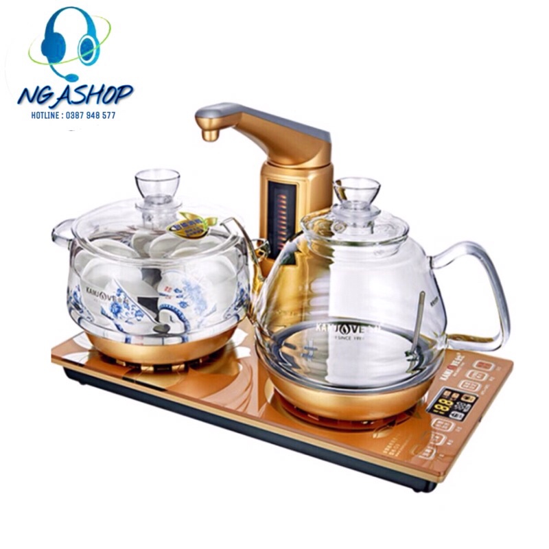 Bộ bếp ấm đun nước điện thuỷ tinh chịu nhiệt pha trà tại bàn thông minh tự động , cảm ứng siêu tốc đa năng kamjove -G9