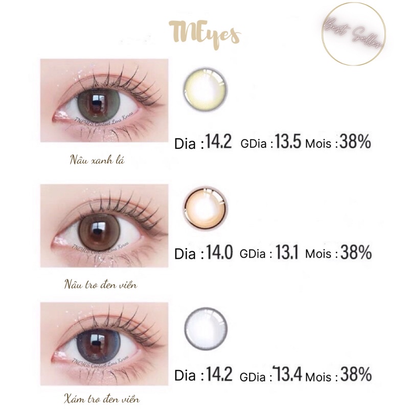 Tổng hợp Lens Kính Áp Tròng tự nhiên đủ màu, giãn tròng, áp tròng 0 độ TNEYES