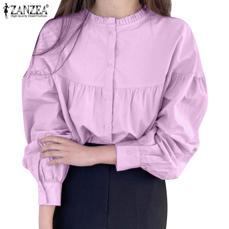 Zanzea Áo Nữ Tay Dài Cổ Tròn Phong Cách Hàn Quốc