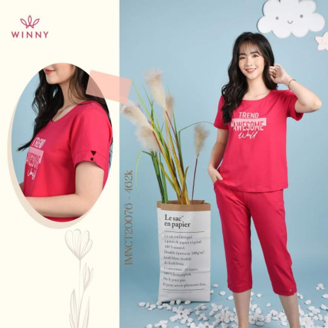 Bộ mặc nhà Winny áo ngắn tay quần lửng cotton 20076 Giá 462.000đ