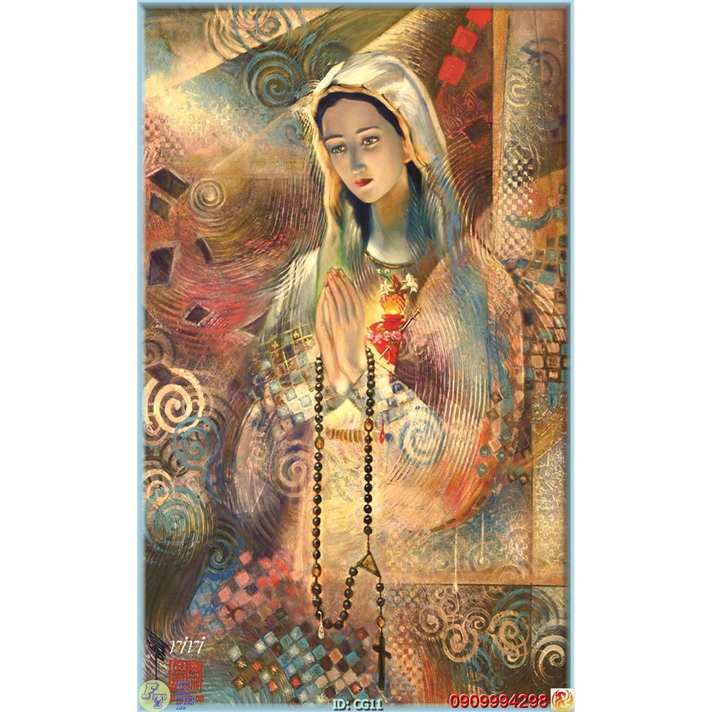Tranh dán tường 3d hình Chúa Jesus, Hình Đức Mẹ Maria