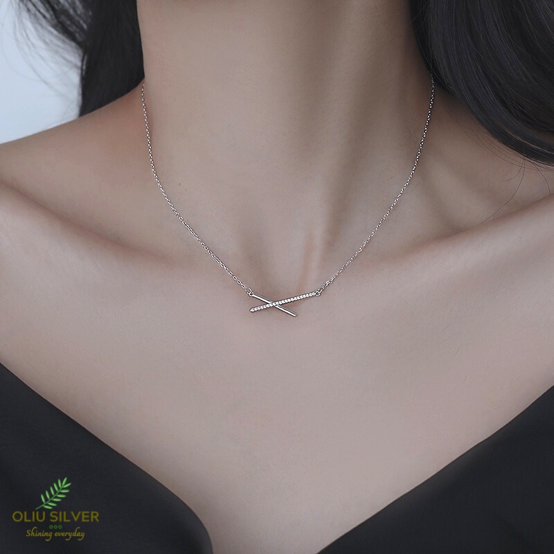 Dây Chuyền Bạc S925 Chữ X Trẻ Trung Cá Tính | Vòng Cổ Nữ Trang Sức Bạc 925