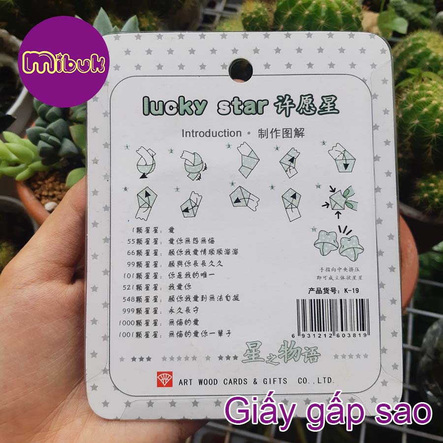 Giấy gấp sao nhiều màu, giấy tốt, vỉ hình trái tim