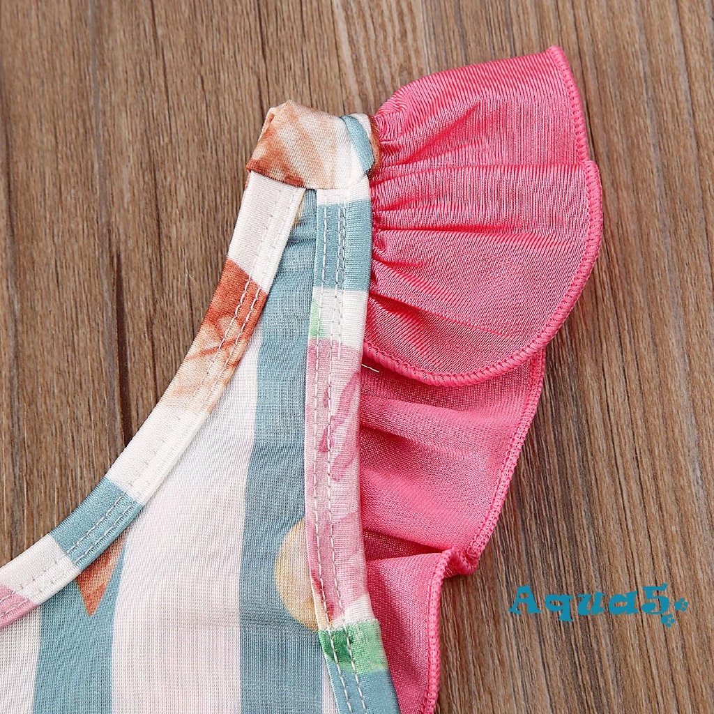 Áo bơi + quần bơi vải kẻ sọc đáng yêu cho bé gái