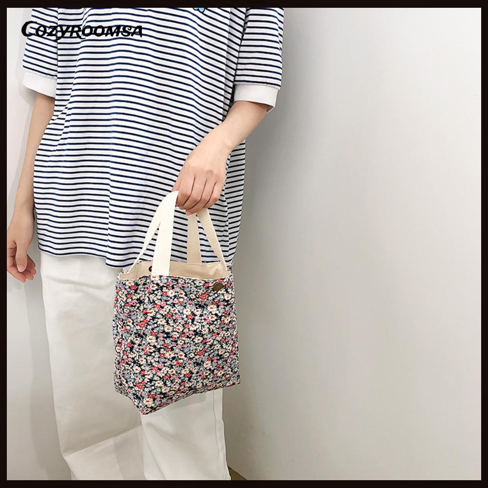 Túi xách canvas in họa tiết đơn giản cho nữ