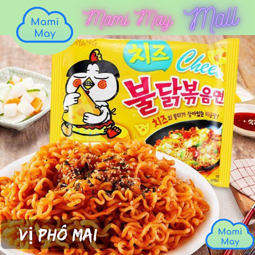 Mì cay Samyang, Mỳ gà cay Hàn Quốc vị truyền thống, phô mai, Carbonara, tương đen Chapagetti, shin ramyun