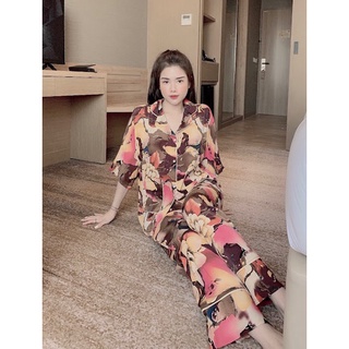 Đồ bộ ngủ pijama lụa mango dài tay dơi 07