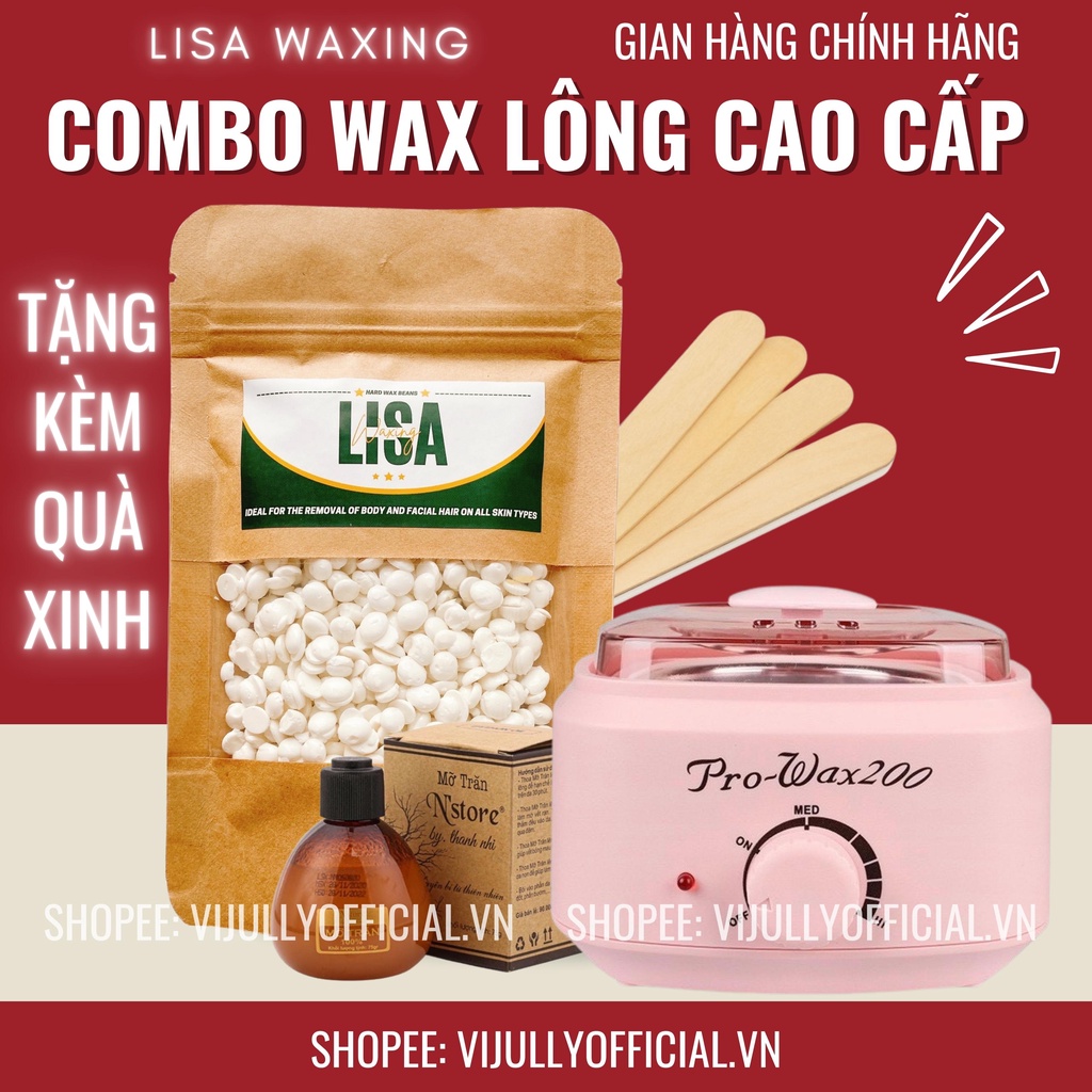 Combo wax lông gồm sáp wax nóng, mỡ trăn, nồi nấu wax siêu tiện lợi, dùng lâu dài