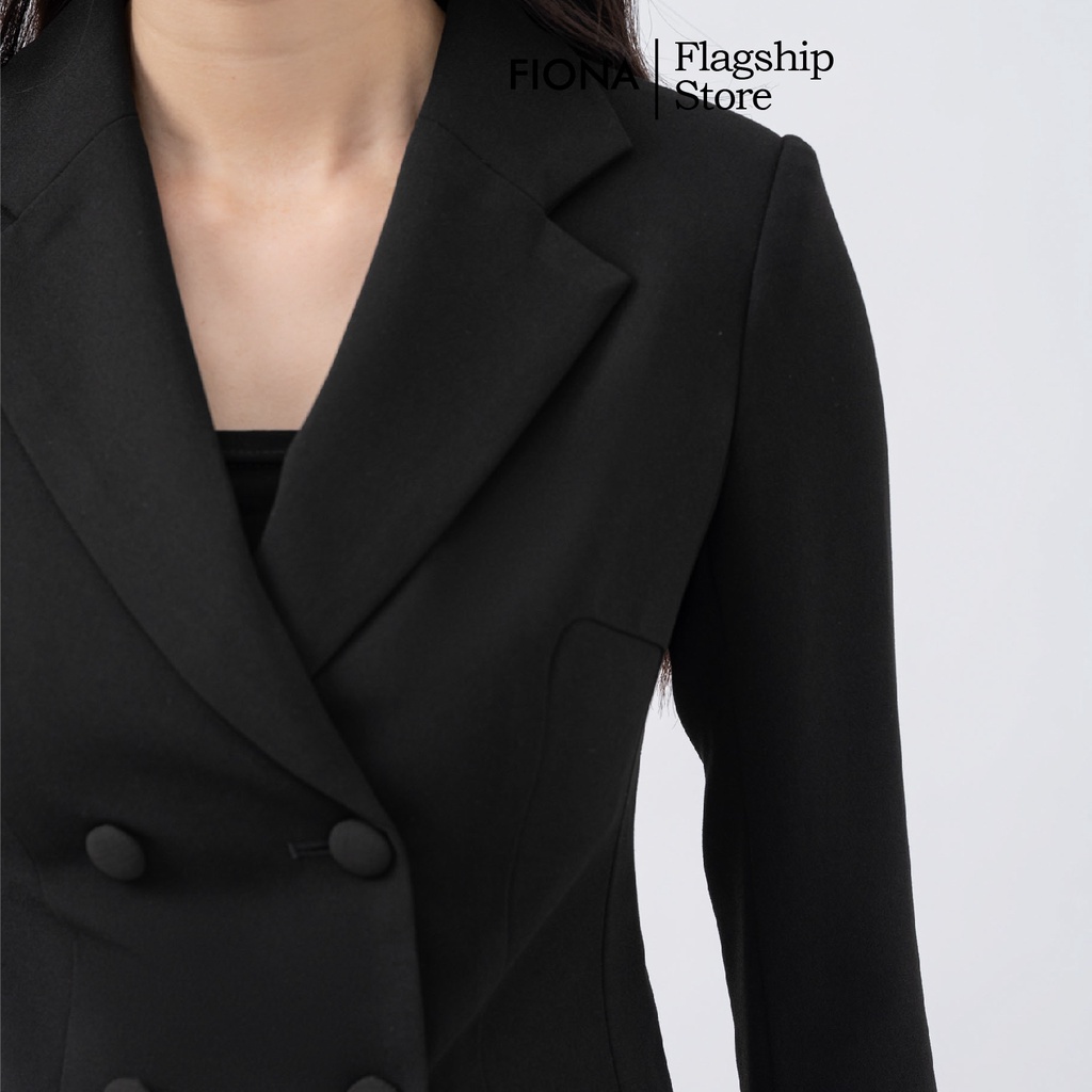 Áo vest nữ công sở, áo vest nữ cổ hai ve, nẹp hai hàng cúc, dài tay FIONA  F651447
