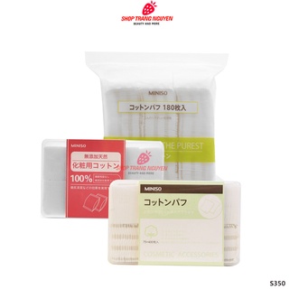Bông tẩy trang Miniso chính hãng Nhật Bản - Túi 180 miếng và hộp 1000 miếng