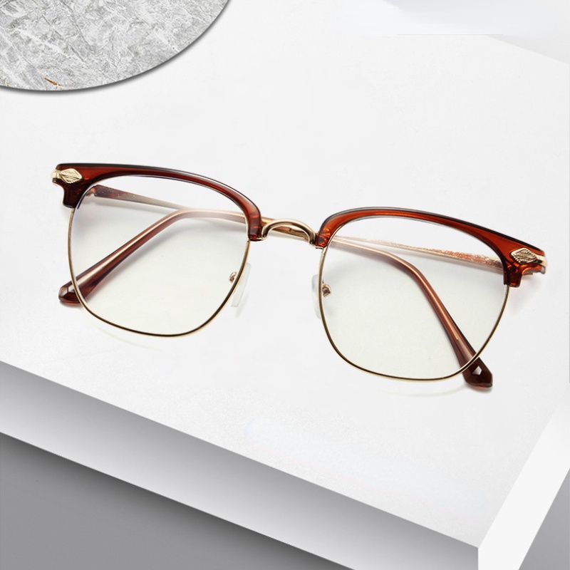 Kính Mắt Oversize Gọng Kim Loại Chống Ánh Sáng Xanh Phong Cách Harajuku