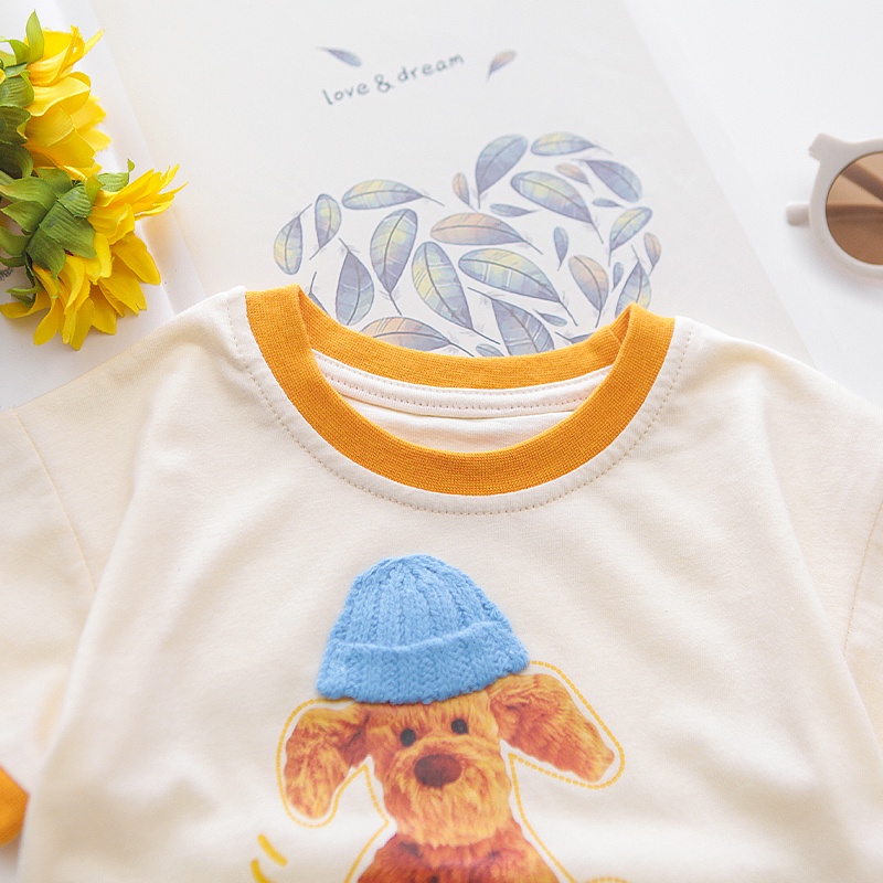 Áo Thun 100% Cotton Tay Ngắn In Họa Tiết Hoạt Hình Dễ Thương Thời Trang