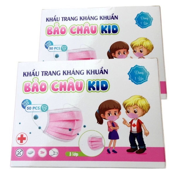 Hộp khẩu trang y tế trẻ em 3 lớp (2 tuổi-10tuổi)kháng khuẩn lọc bụi khử trùng bảo châu hàng việt nam chất lượng cao