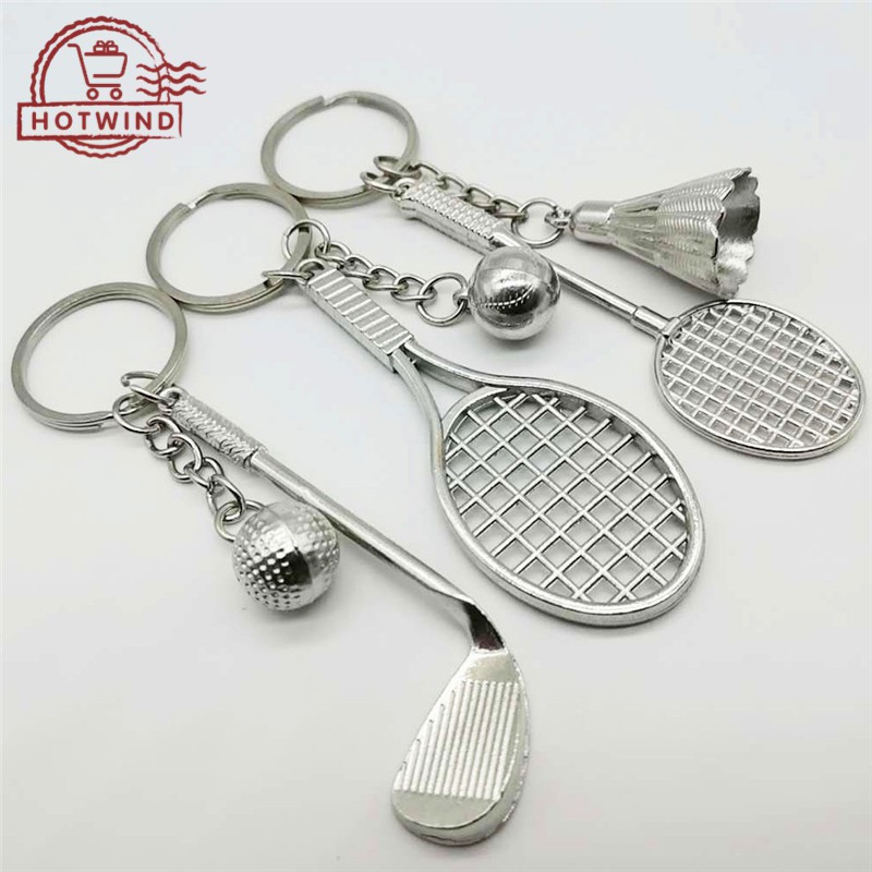 Móc khóa kim loại hình vợt cầu lông / cầu lông / tennis dễ thương
