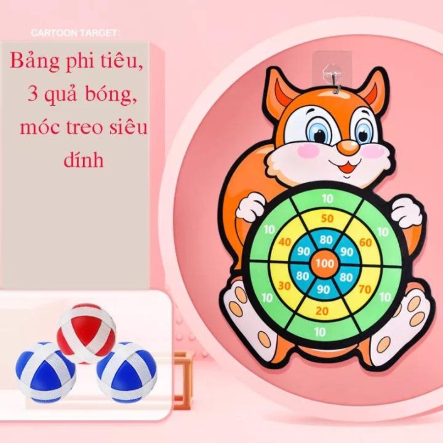 Đồ chơi phi tiêu bằng bóng dính, phi tiêu bóng gai cho bé treo tường hoạt hình ngộ nghĩnh
