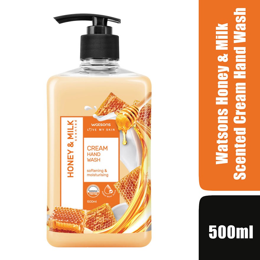 Kem Rửa Tay Watsons Love My Skin Honey & Milk Scented Cream Hand Soap Chiết Xuất Mật Ong & Sữa 500ml | BigBuy360 - bigbuy360.vn