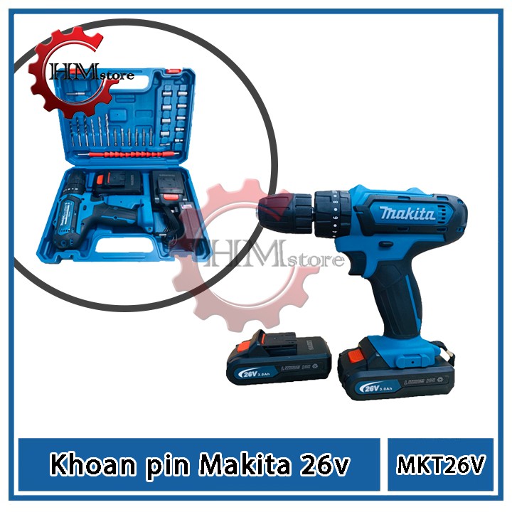 Máy Khoan Pin Makita 26v Phụ Kiện - Có chế độ khoan tường khoan betong, khoan pin 26v