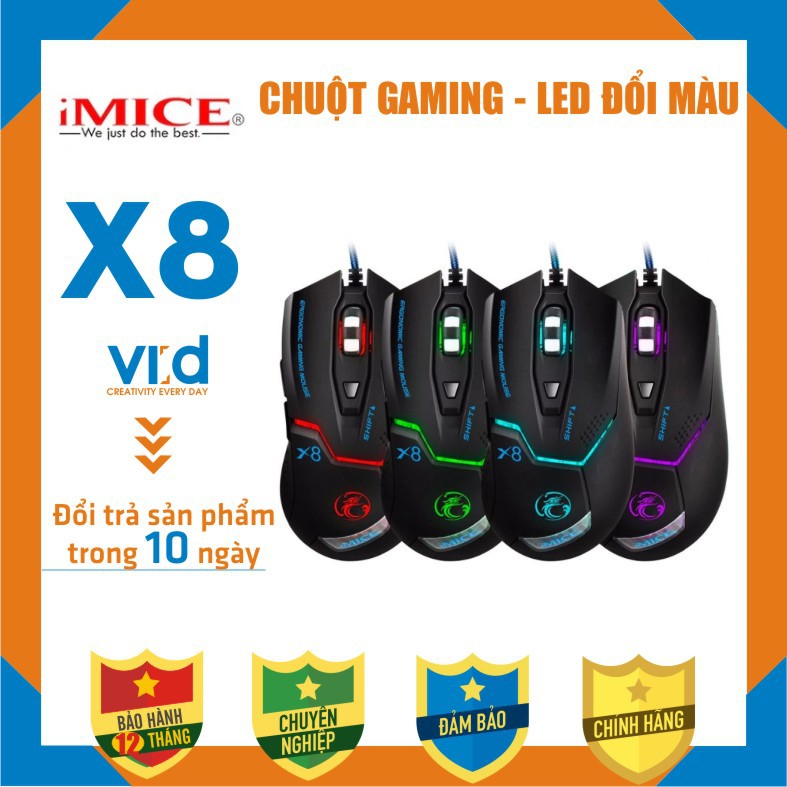 Phím chuột, Chuột chuyên Gaming không dây, có dây iMICE (V9, X7, X8) Apedra A7 , A9 , X6 – Độ nhạy max 3200 DPI