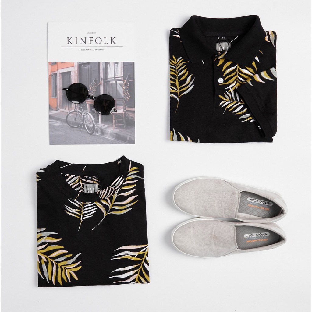 [Size lớn > 100kg] Áo polo nam GAPss2021 họa tiết lá cọ nhiệt đới - Cotton lụa mịn, form basic phong cách mùa hè | BigBuy360 - bigbuy360.vn