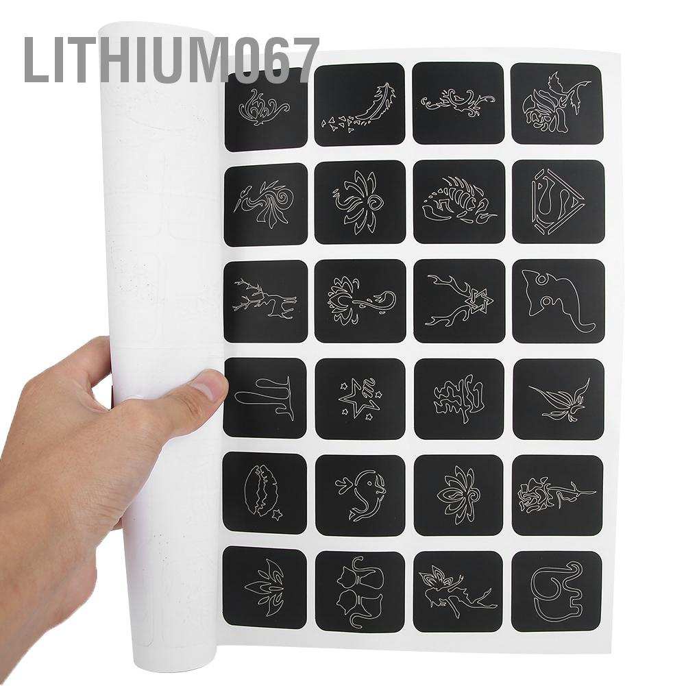 Lithium067 Semi-permanent Large Medium Small Tattoo Stencil 348 Patterns Airbrush Temporary Template Tấm hình xăm dán tạm thời