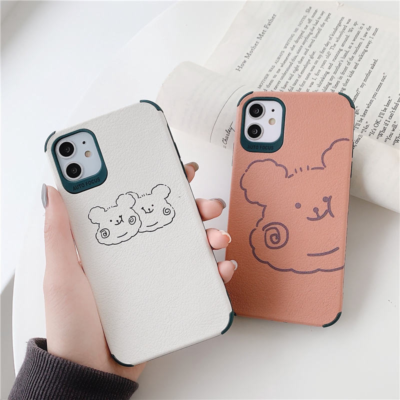 Ốp lưng iphone da Auto Focus gấu má xoăn cute 6splus/7/7plus/8/8plus/x/xr/xs/11/12/pro/max/plus/promax - Awifi Case V1-1 | BigBuy360 - bigbuy360.vn