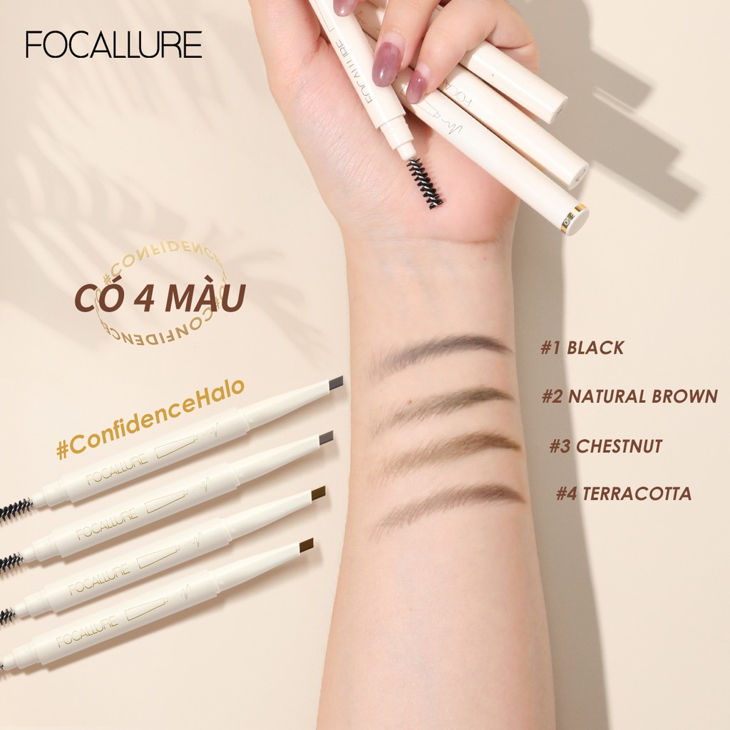 Bút chì kẻ lông mày Focallure Confidencehalo mềm mượt lâu trôi lên đến 12 giờ