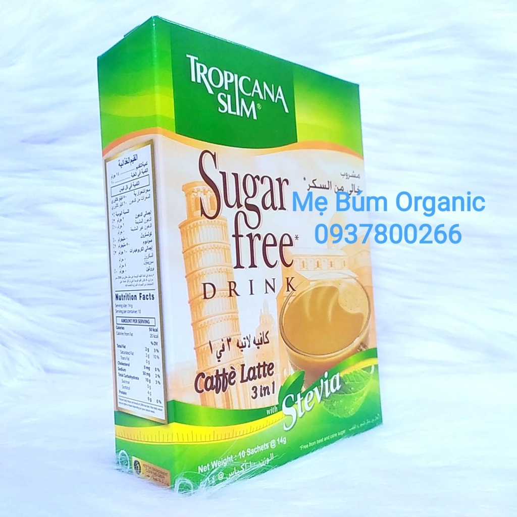 [ HCM Giao Hỏa Tốc] Cà phê ăn kiêng không đường chiết xuất từ lá cỏ ngọt Tropicana Slim Latte 140g