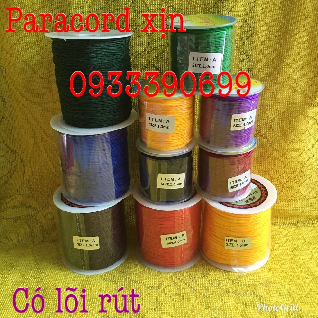1 Cuộn dây dù paracord size 1-2mm đan vòng phong thủy nam nữ (Dây Đẹp có lõi )