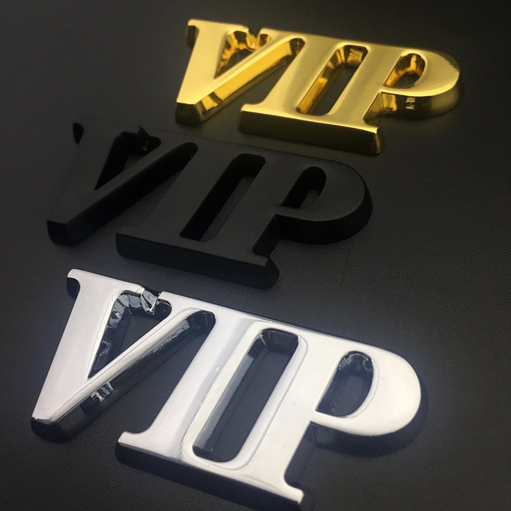 Logo VIP Chữ Kim Loại dạng 3D Trang Trí Xe Hơi Ô Tô