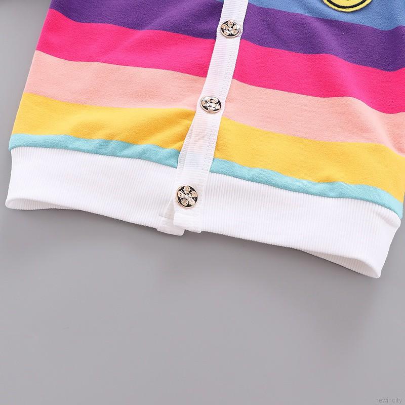 Áo khoác cardigan dệt kim kẻ sọc thời trang Hàn Quốc đáng yêu cho bé