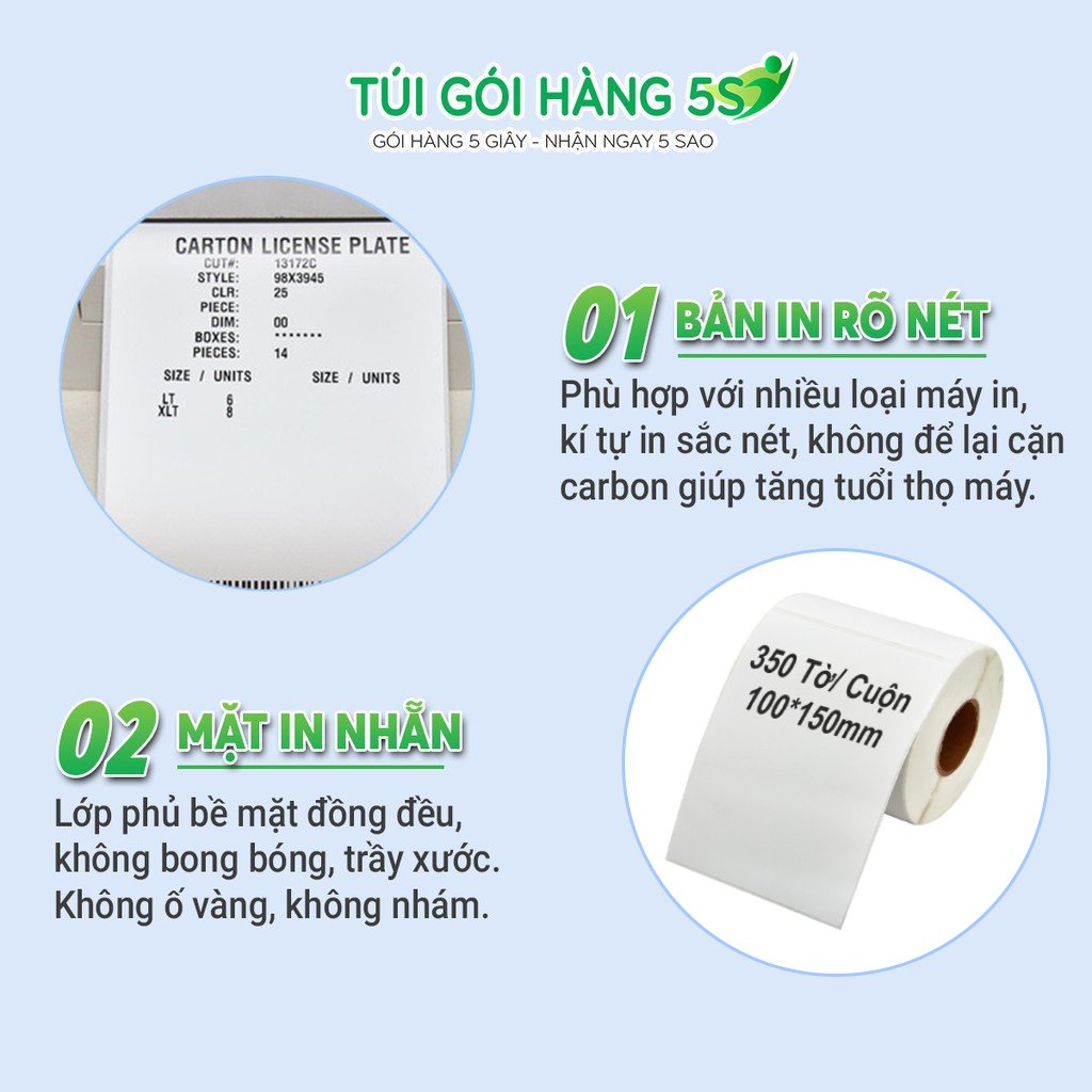 Giấy In Nhiệt A6 Khổ 100x150mm 5S Chuyên In Đơn, In Bill cuộn 350 tờ Siêu Rẻ