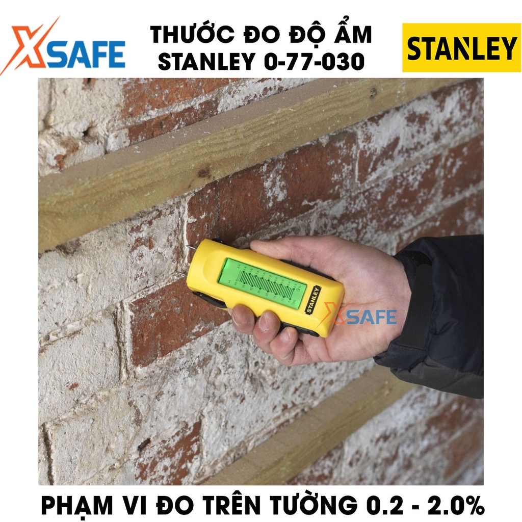 Thước đo độ ẩm STANLEY 0-77-030 trang bị màn hình LCD Máy đo độ ẩm hiển thị kết quả theo biểu đồ, vỏ máy nhựa ABS bền bỉ