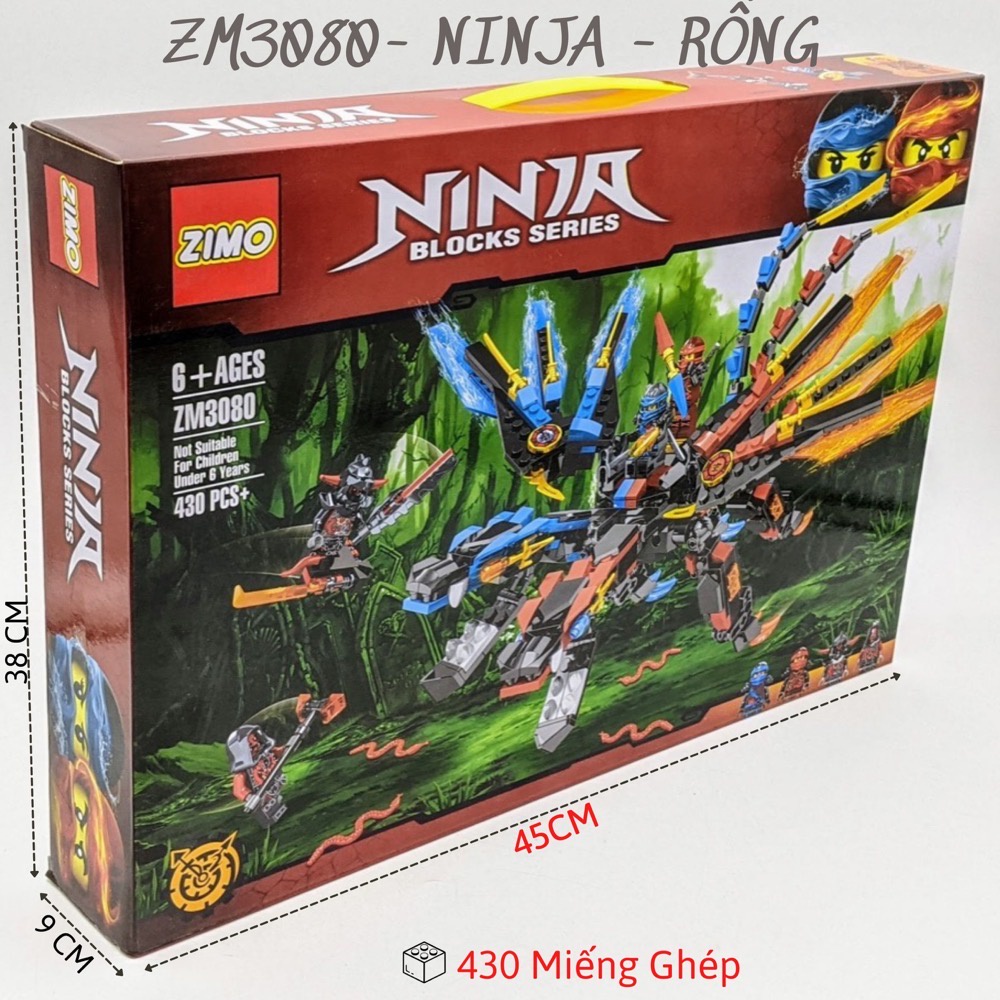 Bộ lắp ráp L.ego Ninja rồng 439pcs miếng ghép to , xếp hình ninja
