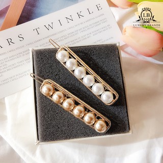 Kẹp tóc chuỗi giả hạt ngọc trắng đồng dài phong cách thời trang ulzzang Hàn Quốc xinh xắn tiểu thư loại đẹp có sẵn