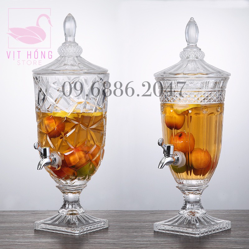 Bình thủy tinh đựng rượu , đựng nước , đựng hoa nước quả có vòi 2L , 3L , 5L