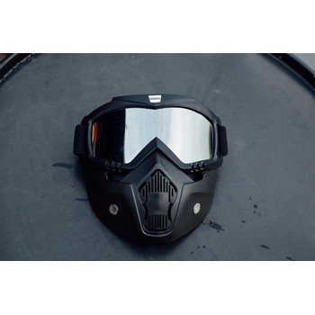 Mặt nạ phượt Beon kèm kính dùng cho Mũ bảo hiểm 3/4 (hàng cao cấp chính hãng)