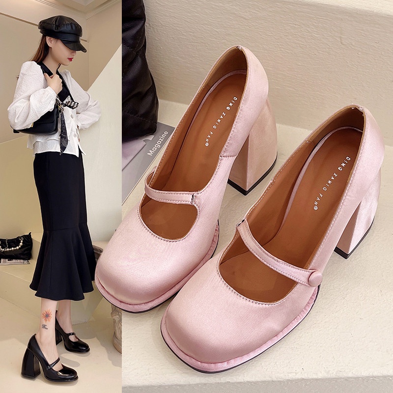 Giày Cao Gót Chất Liệu Satin Size 3.94 Inch Thời Trang Cho Nữ Size 35-39